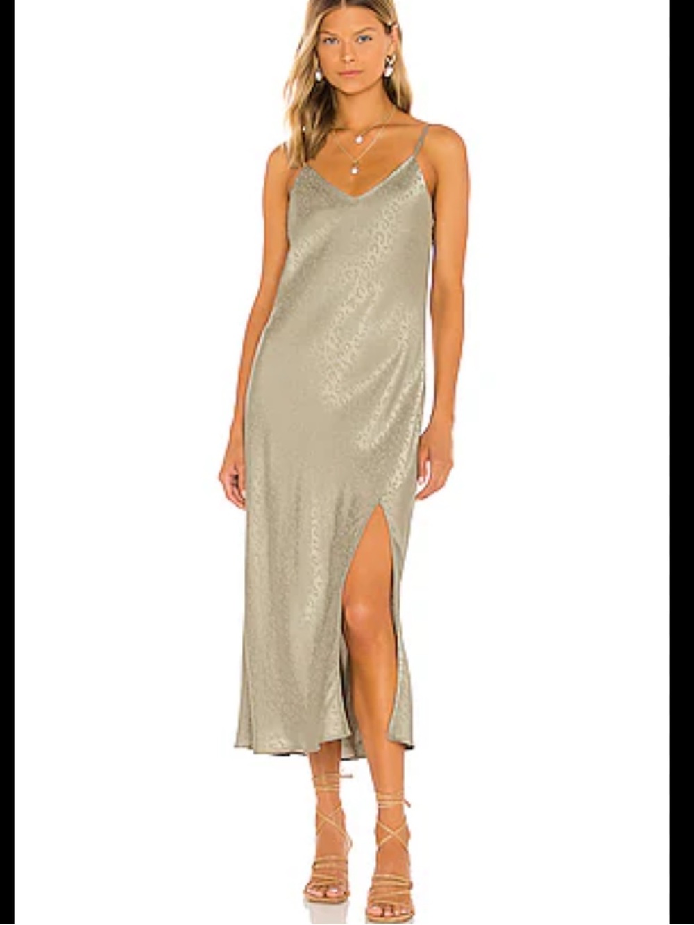 Show Me Your Mumu zio Sage Green Leopard Jacquard Slip NWT m